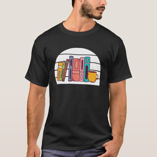 Book  Bookshelf Bookworm and Reading Fans Books T Shirt (Framsida)