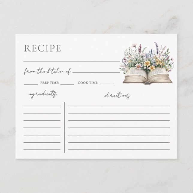 Book Bridal Shower Recipe Request Card Tilläggskort (Framsida)