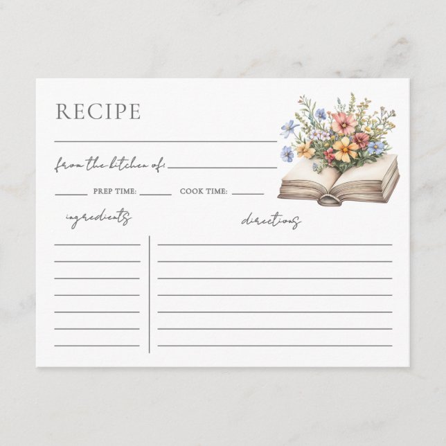 Book Bridal Shower Recipe Request Card Tilläggskort (Framsida)