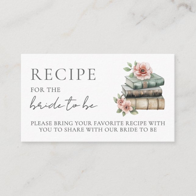 Book Bridal Shower Recipe Request Tilläggskort (Framsida)