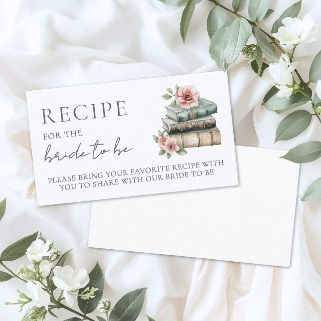 Book Bridal Shower Recipe Request Tilläggskort (Book Bridal Shower Recipe Request Enclosure Card)