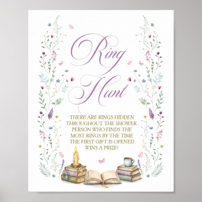 Book Bridal Shower Ring Hunt Game Poster (Framsidan)