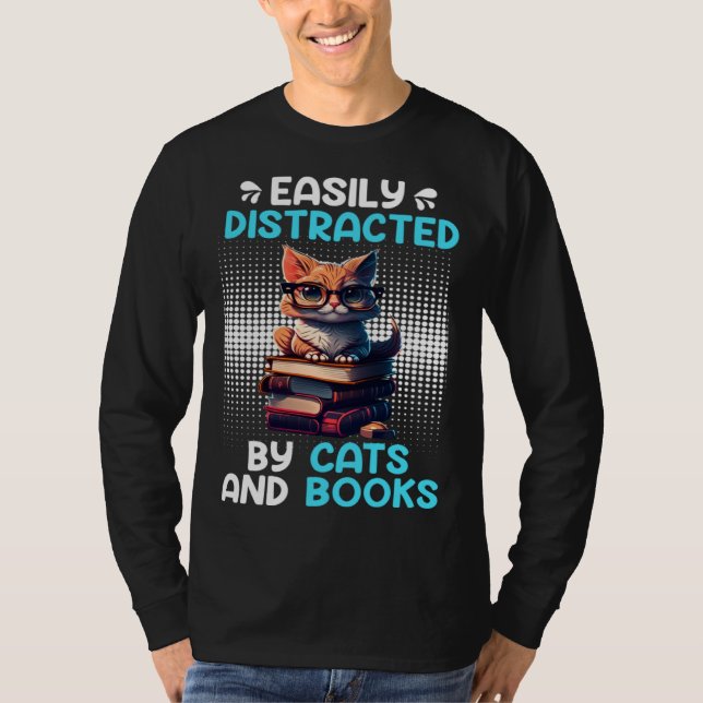 Book  Cat fan Bookworm Book Reader Bookfriend  2 T Shirt (Framsida)