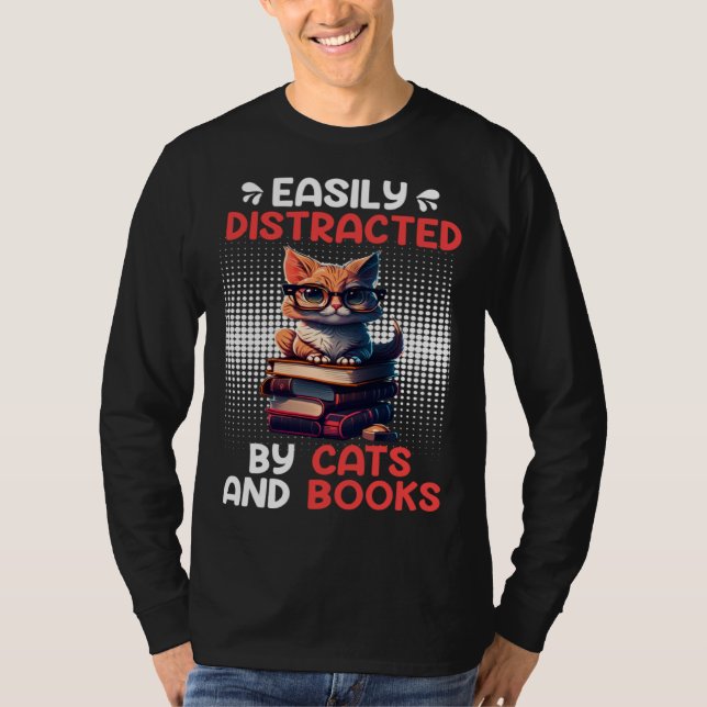 Book  Cat fan Bookworm Book Reader Bookfriend  4 T Shirt (Framsida)