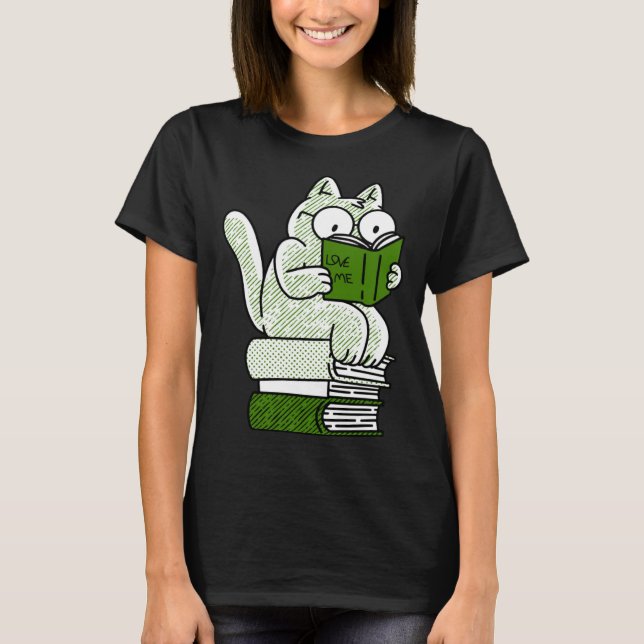 book  cat reading  cute t shirt (Framsida)