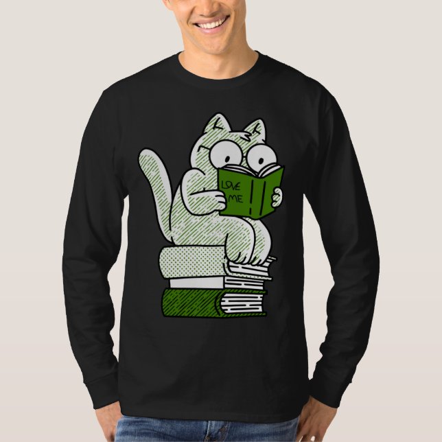 book  cat reading  cute t shirt (Framsida)