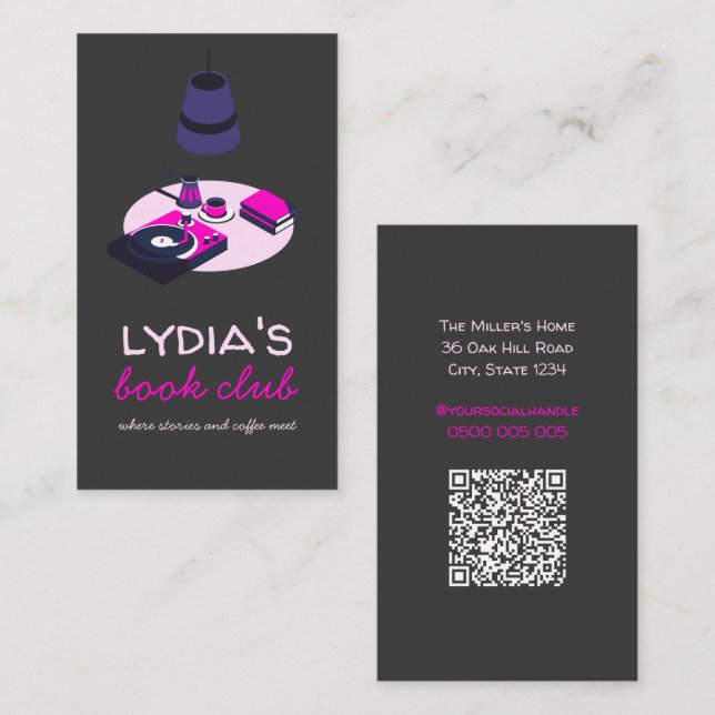 Book Club Business Card with QR Code Visitkort (Fram/baksida)