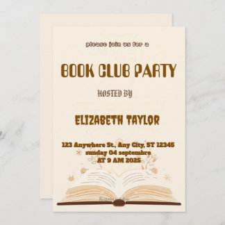 Book Club Party Invitation – Cozy Reading Night Inbjudningar