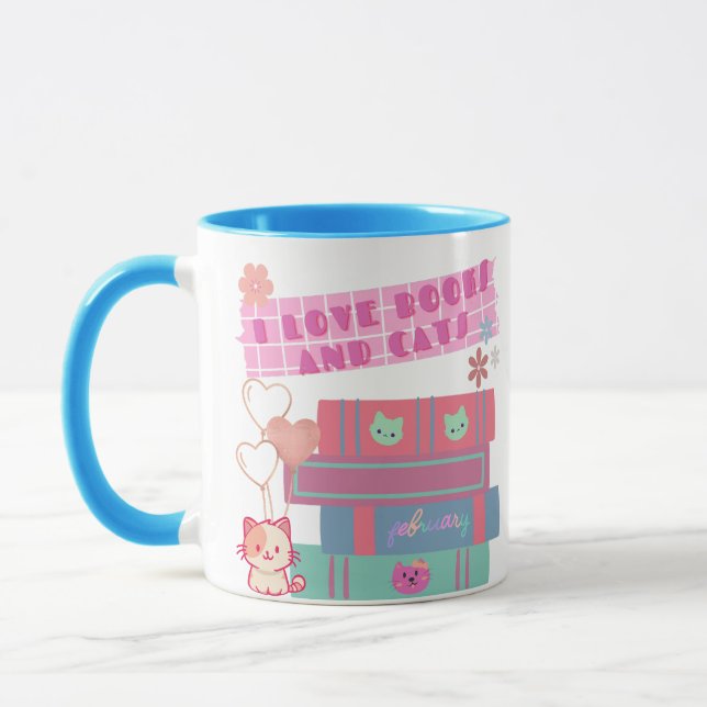 Book Coquette - I Love Books & Cats - Bookish  Mugg (Vänster)
