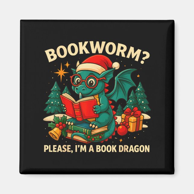 Book Dragon Christmas Reading Gift For Fantasy Lov Magnet (Framsidan)