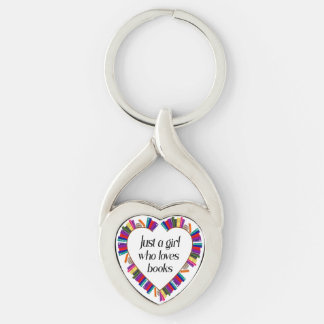 Book Girl Heart Keychain Twisted Heart Silverfärgad Nyckelring