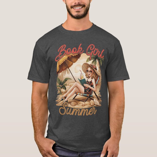 Book Girl Summer Reading Beach Vacation Funny Read T Shirt (Framsida)