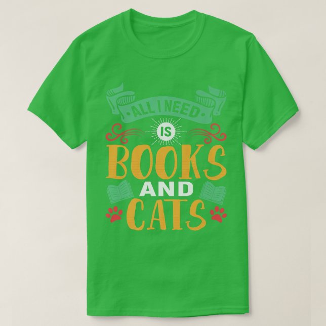 Book Lover And Cat Lover Pun Book Reading Tet Desi T Shirt (Design framsida)