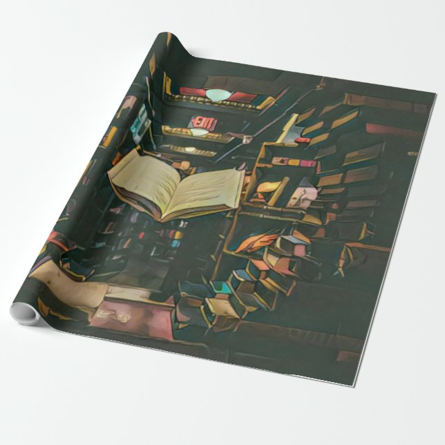 Book lover artwork presentpapper (Utrullad)