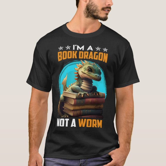 Book lover Book Dragon Reading friends bookworm Bo T Shirt (Framsida)
