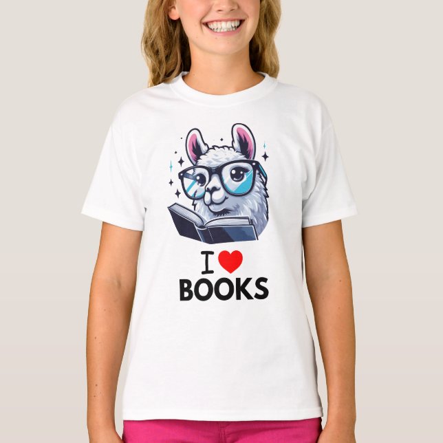 Book Lover Geschenkidee I Love Books für Lese Fans T Shirt (Framsida)