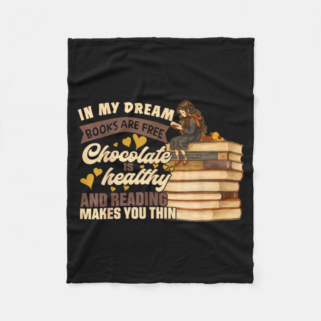 Book Lover Gift Reading Gift Sweet Chocolate Lover Fleecefilt (Framsidan)