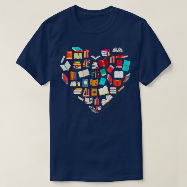 Book Lover Heart Shape Reading Club Librarian Book T Shirt (Design framsida)