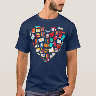 Book Lover Heart Shape Reading Club Librarian Book T Shirt