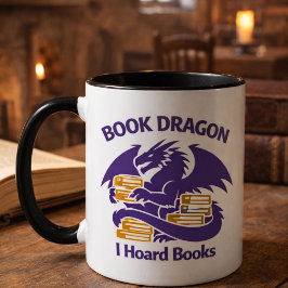Book Lover Mug | Book Dragon I Hoard Books Coffee Mugg