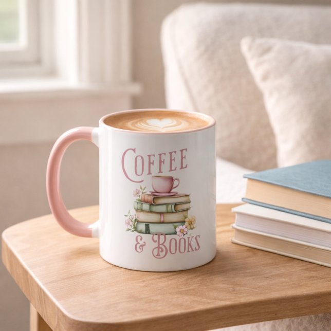 Book Lover Pink Handle Initial Mug Mugg (Skapare uppladdad)