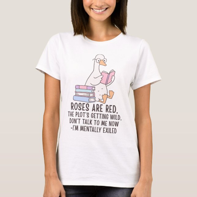 Book Lover Reading Goose T Shirt (Framsida)