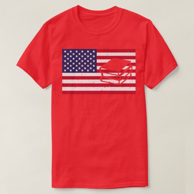 Book Lover Reading Librarian American US Flag 4th  T Shirt (Design framsida)