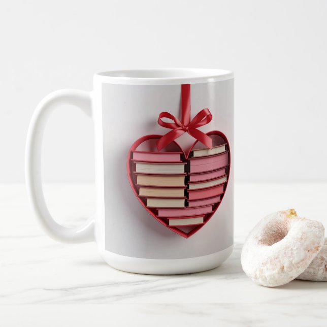 Book Lover Red Heart Shaped Gift Box Classic Mug Kaffemugg (Med munk)