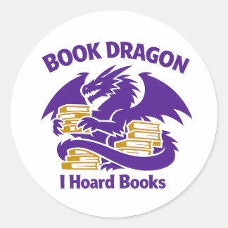 Book Lover Sticker | Book Dragon I Hoard Books Vin Runt Klistermärke