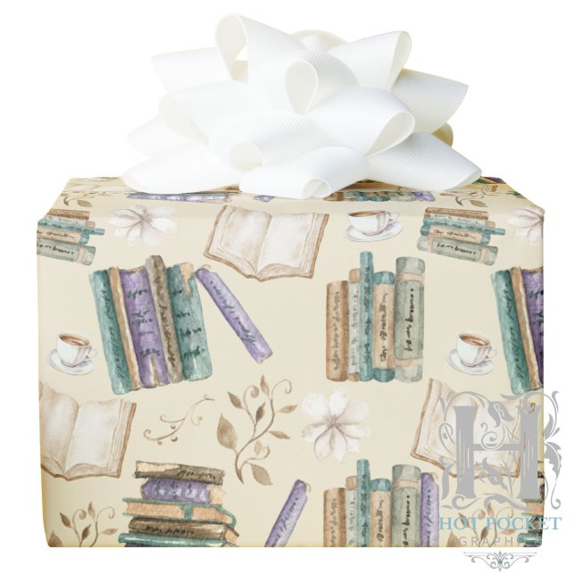 Book Lover Wrapping Paper in Cream Presentpapper (Skapare uppladdad)