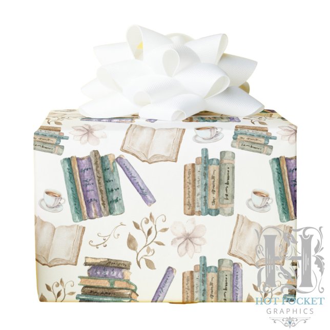 Book Lover Wrapping Paper in White Presentpapper (Skapare uppladdad)