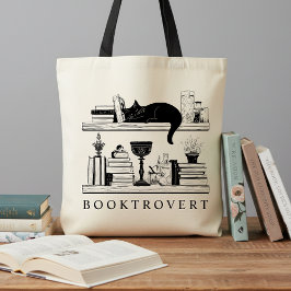 Book Lover's Booktrovert Black Cat Tygkasse