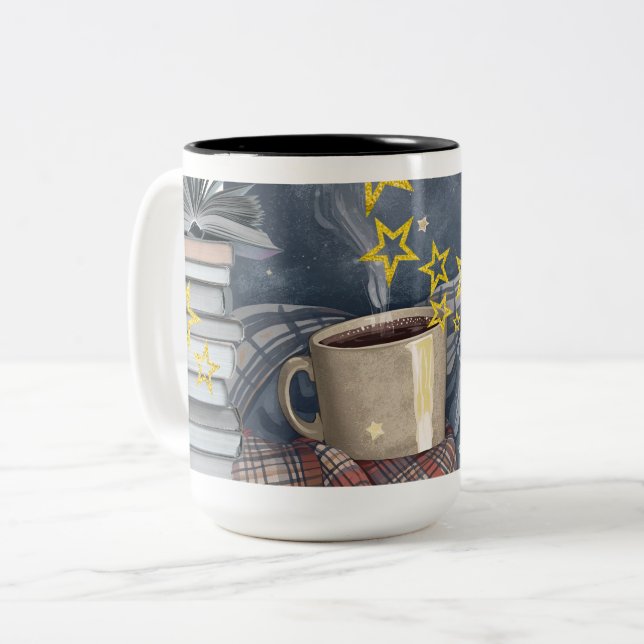 Book lovers mug/reader/college/school/teacher/ Två-Tonad mugg (Framsida vänster)