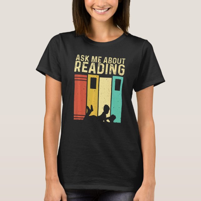 Book  Men Women Reading Readers Librarian T Shirt (Framsida)