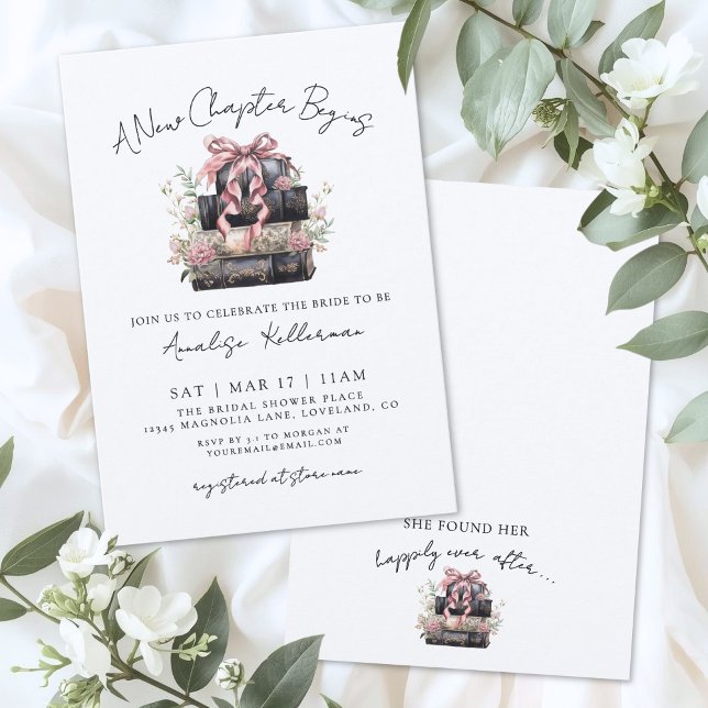 Book New Chapter Floral Bridal Shower Inbjudningar (Book New Chapter Floral Bridal Shower Invitation )