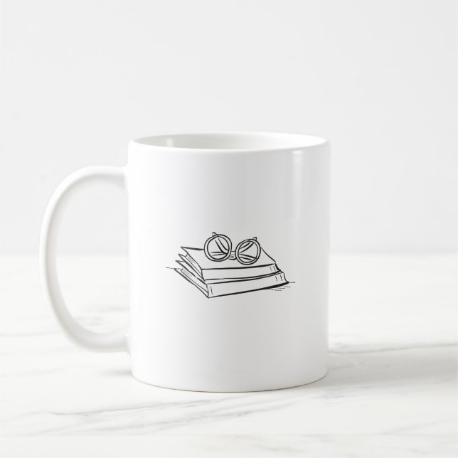 Book Pile- Minimalist Book Lover  Kaffemugg (Vänster)