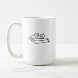 Book Pile- Minimalist Book Lover  Kaffemugg