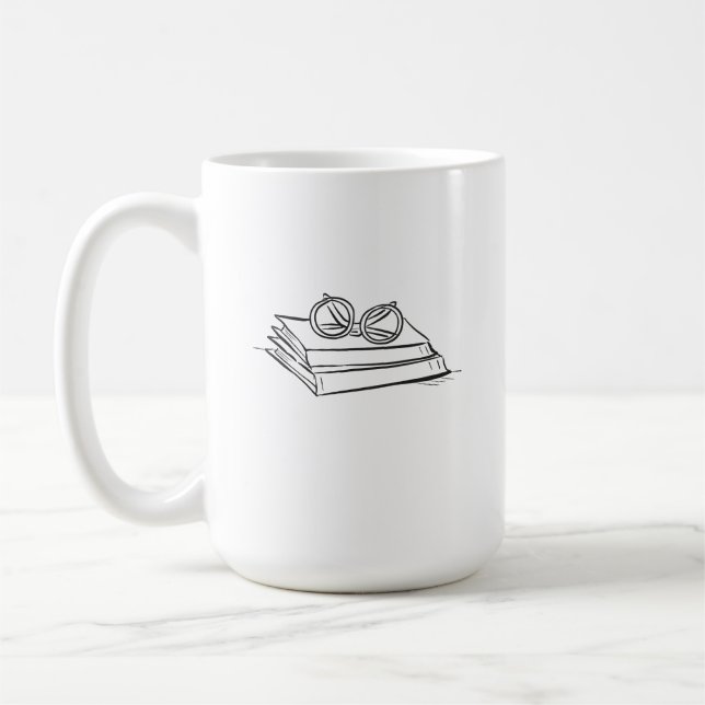 Book Pile- Minimalist Book Lover  Kaffemugg (Vänster)