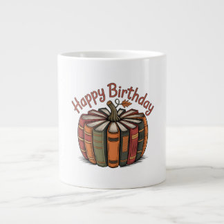 Book Pumpkin Happy Birthday Jumbo Mugg