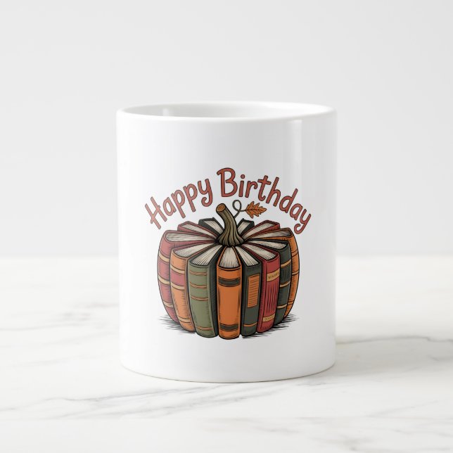Book Pumpkin Happy Birthday Jumbo Mugg (Framsidan)