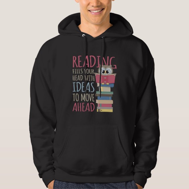 Book Reader Reading Library & Librarian Bookworm O Hoodie (Framsida)