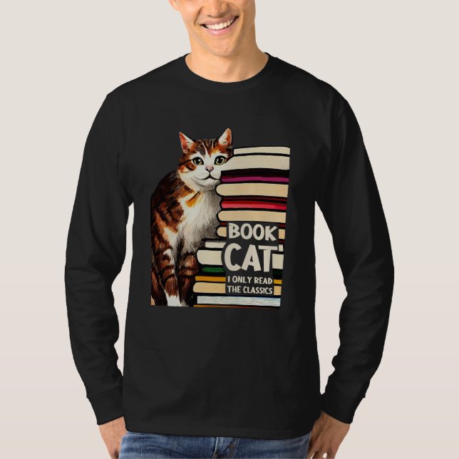 Book Reading Studying Cat Reader Kitten T Shirt (Framsida)