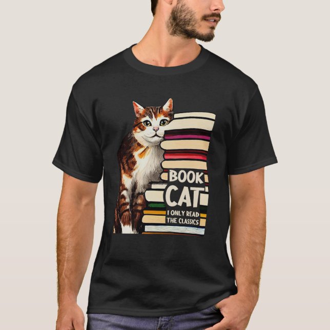 Book Reading Studying Cat Reader Kitten T Shirt (Framsida)