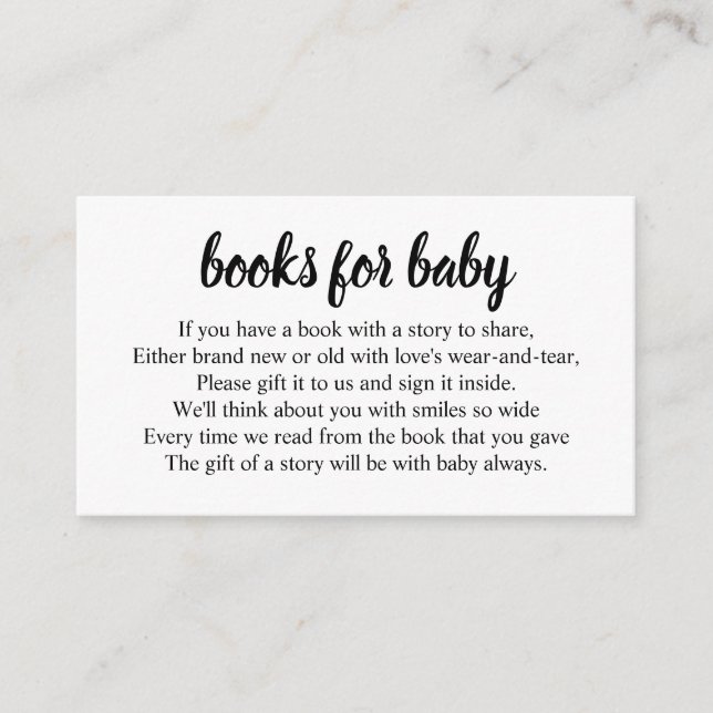 Book Request for Baby Shower Enclosure SImple Card Tilläggskort (Framsida)