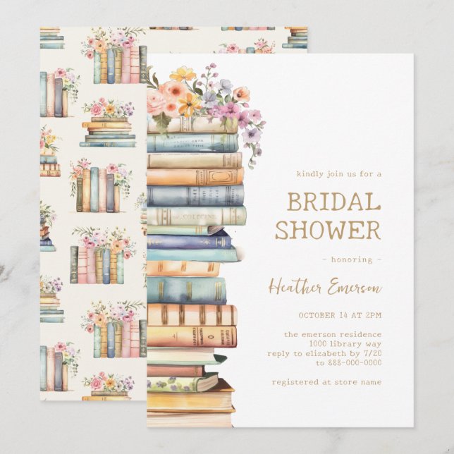 Book Themed Bridal Shower Inbjudningar (Fram/baksida)