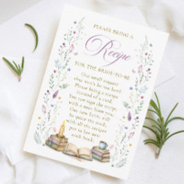 Book themed Bridal Shower Recipe Request Tilläggskort