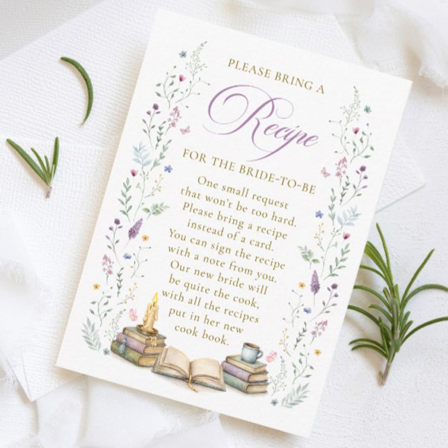 Book themed Bridal Shower Recipe Request Tilläggskort (Skapare uppladdad)