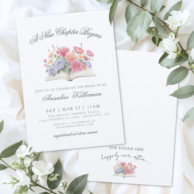 Book Watercolor Floral Bridal Shower Inbjudningar (Book Watercolor Floral Bridal Shower Invitation)