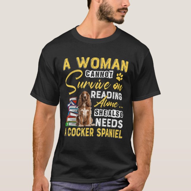 BookaholDam Cute Cocker Spain Mamma Bookworm D T Shirt (Framsida)