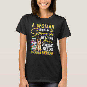 BookaholDam Cute German Shepherd Mamma Bookworm T Shirt